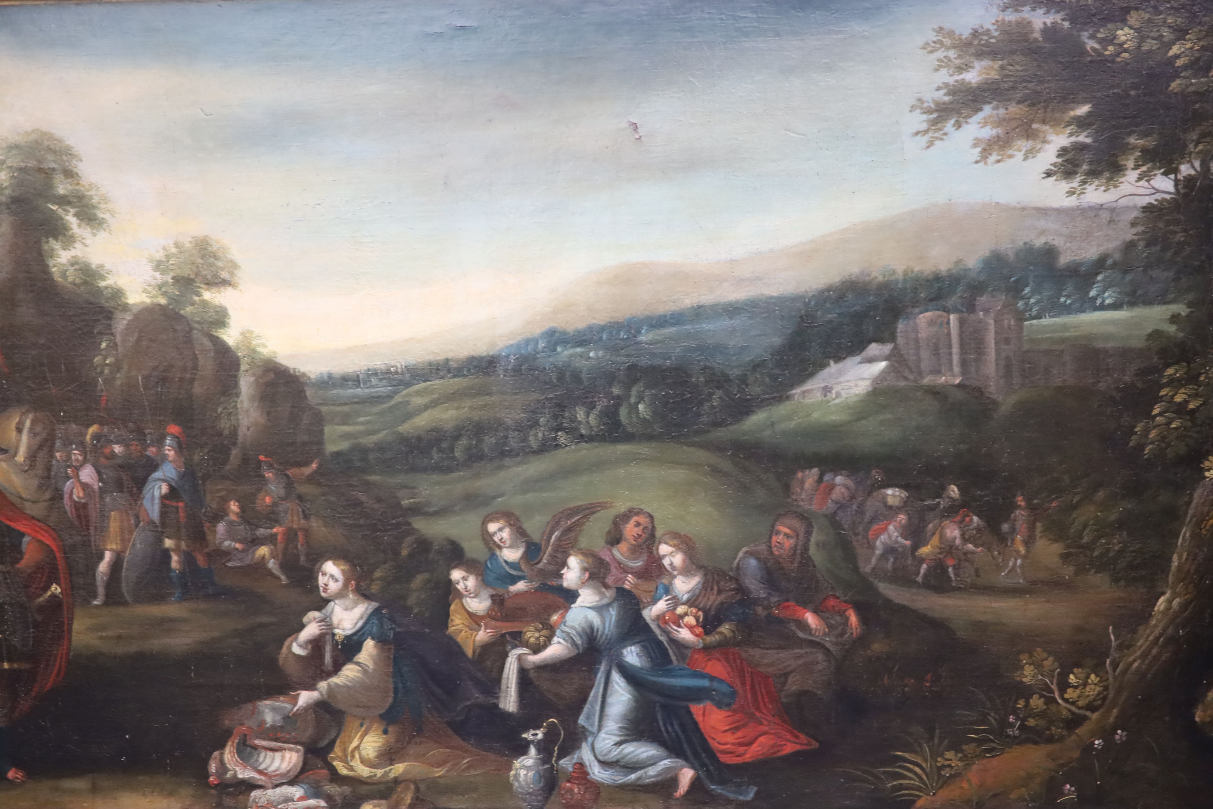 18th century Flemish School Biblical scene 33.5 x 68in.